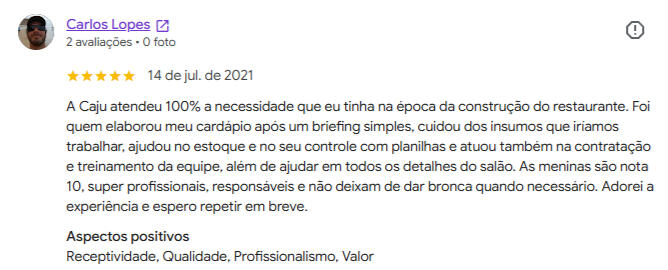 depoimento 1 gestão de restaurante Mesa Club